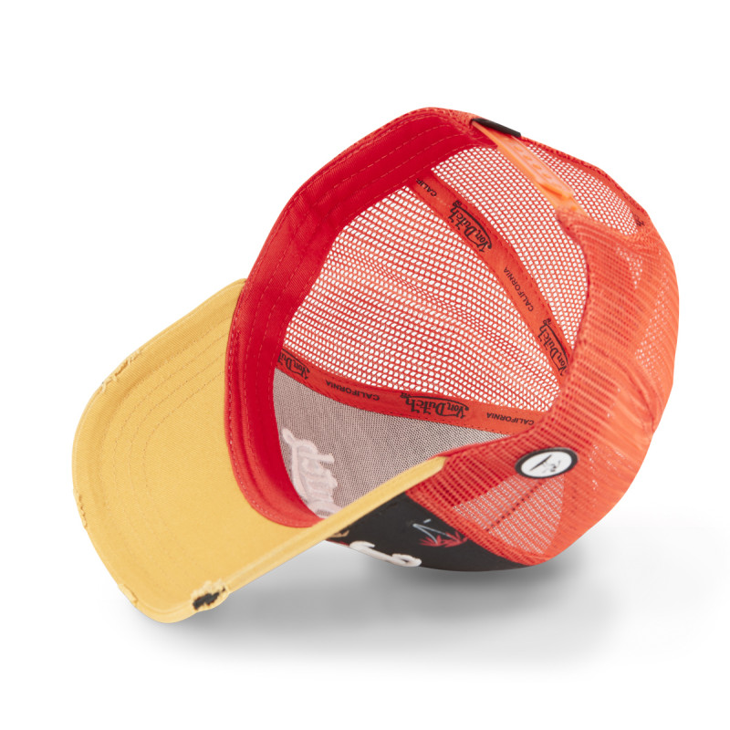 Casquette Vondutch Noir, Orange, Trucker Snapback effet Usé PRINT | Von Dutch
