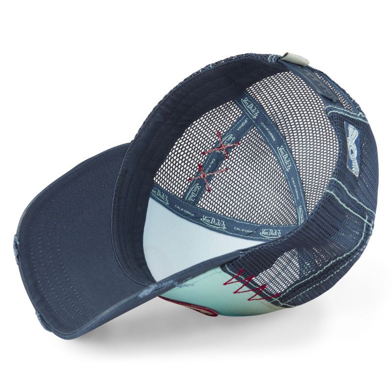Casquette Vondutch Bleue Trucker Snapback effet Usé, Patch Brodé USED | Von Dutch