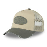 Casquette trucker avec filet effet usé et patch brodé Used