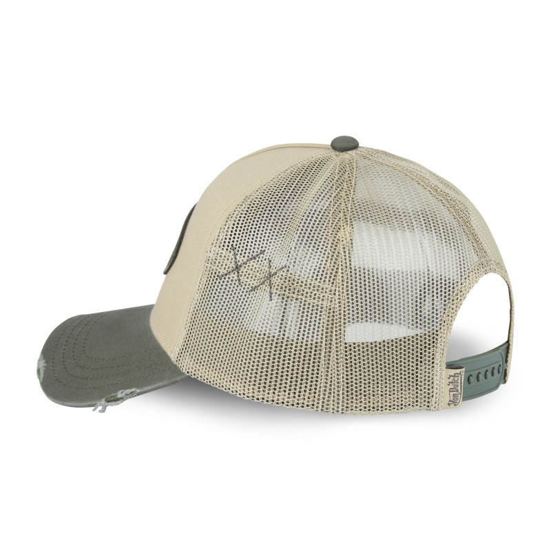 Casquette trucker avec filet effet usé et patch brodé Used