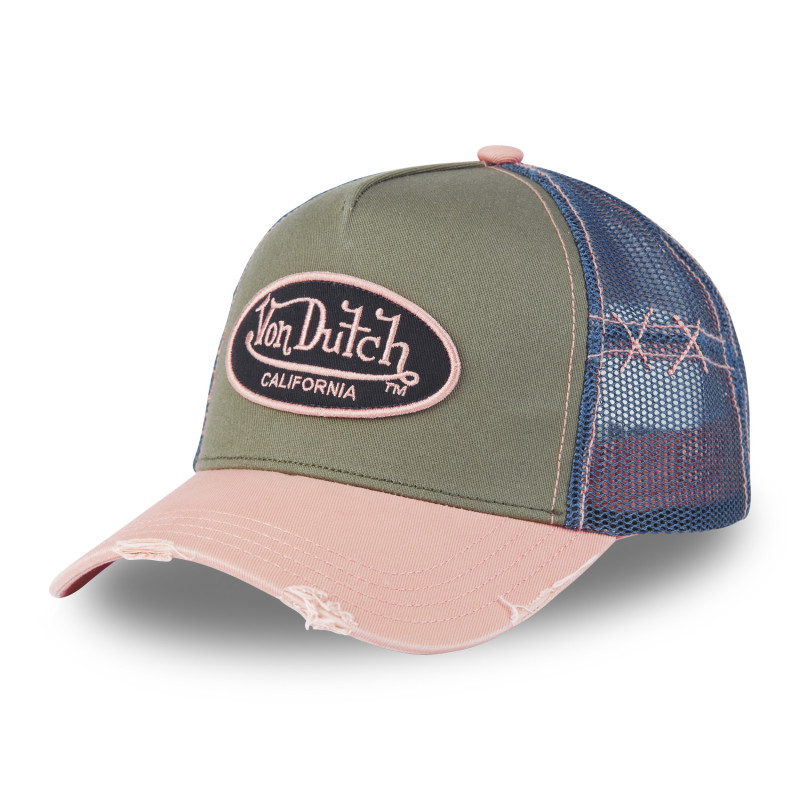 Casquette Vondutch Rose Trucker Snapback effet Usé, Patch Brodé USED | Von Dutch