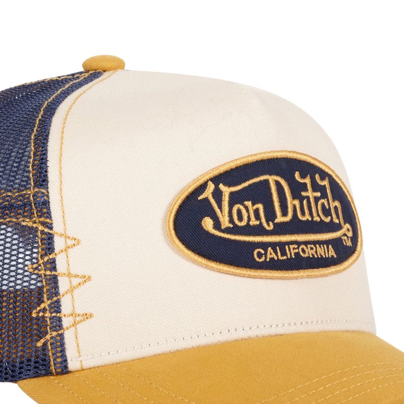 Casquette Vondutch Jaune Trucker Snapback effet Usé, Patch Brodé USED | Von Dutch
