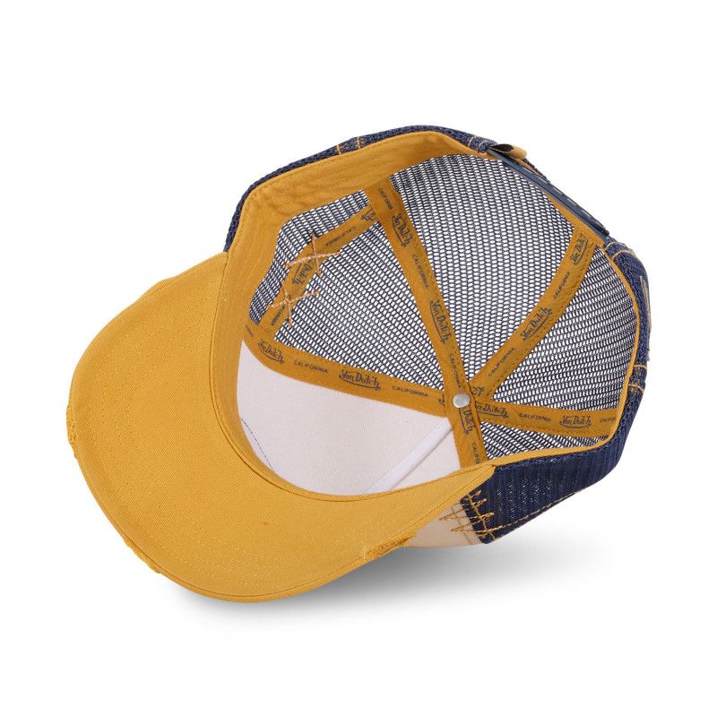 Casquette Vondutch Jaune Trucker Snapback effet Usé, Patch Brodé USED | Von Dutch