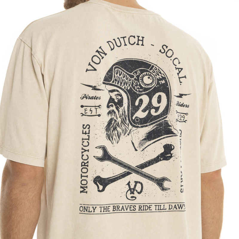 Tee Shirt Beige coupe Relaxed fit Col rond BRAVE | Homme - Vondutch | Von Dutch