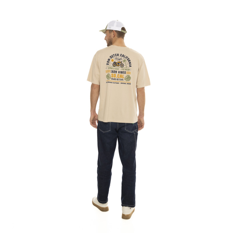 T-shirt homme col rond manches courtes imprimé Dos Relax Fit Vibes