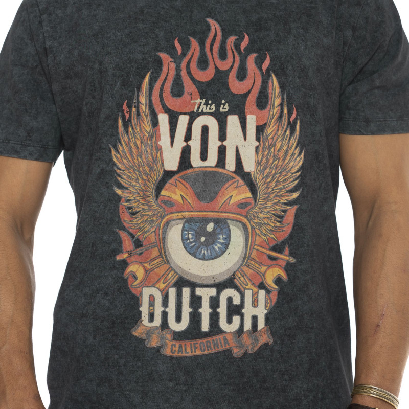 T-shirt homme col rond manches courtes homme acid wash Fly