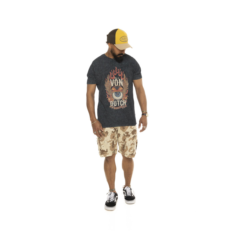 Tee Shirt Gris coupe Regular Col rond effet Flammé FLY | Homme - Vondutch | Von Dutch