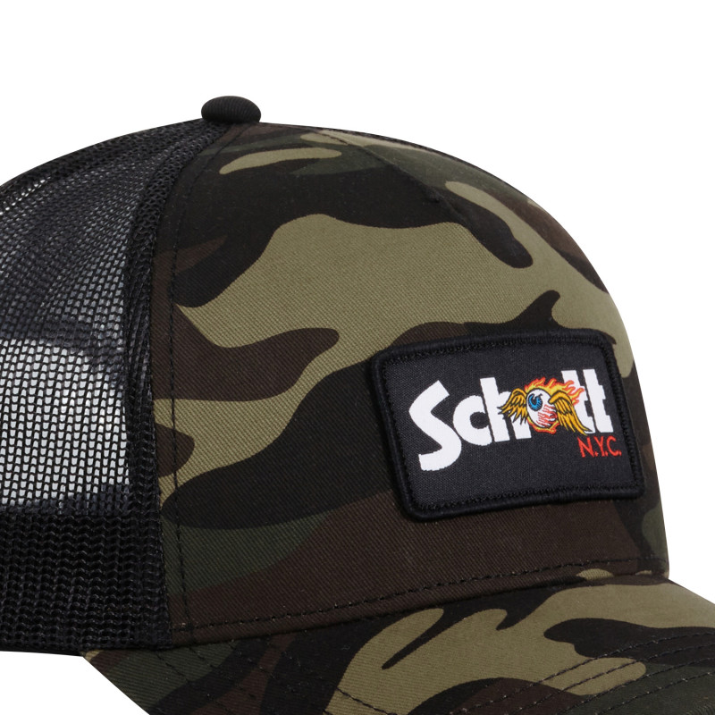Casquette Vondutch x Schott Camouflage Kaki Trucker Snapback | Von Dutch