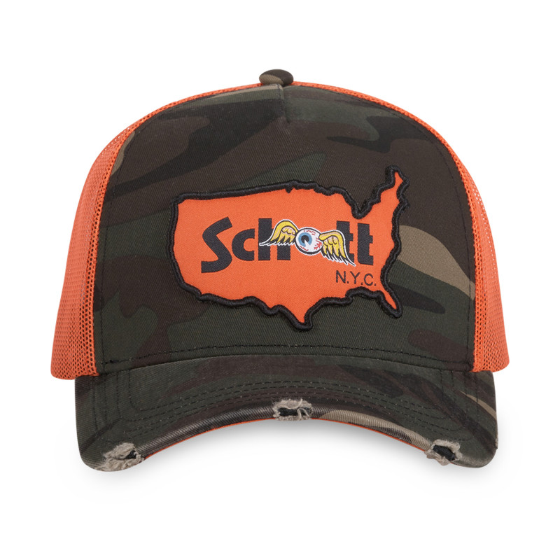Casquette baseball avec filet avec badge camouflage Schott Army