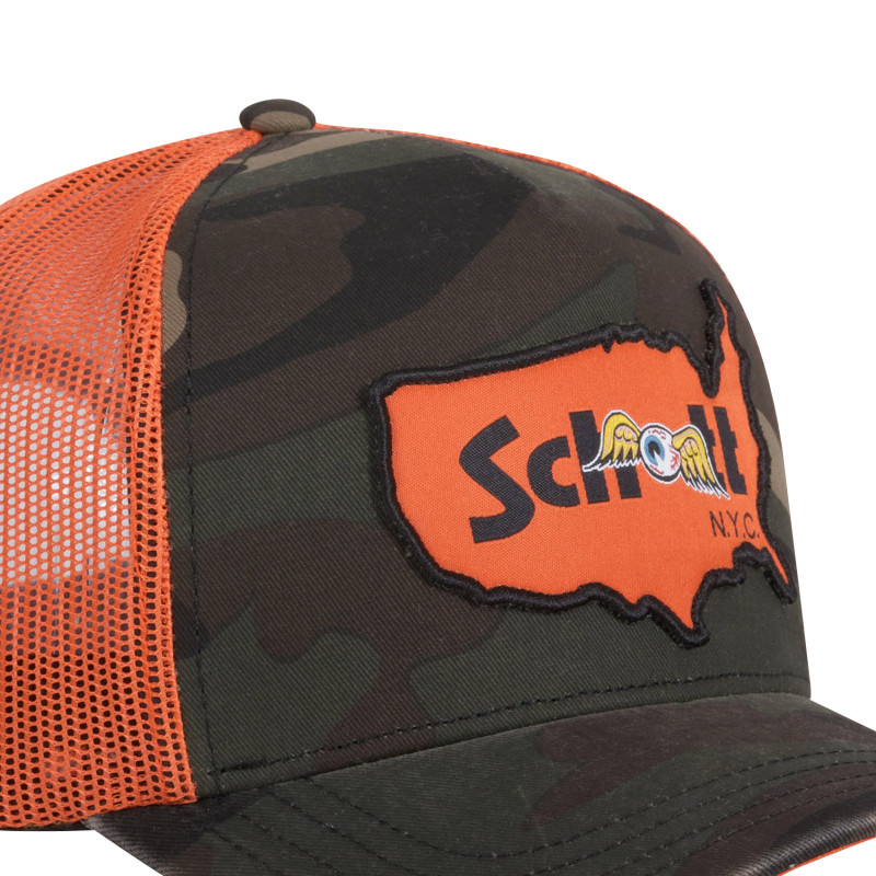 Casquette baseball avec filet avec badge camouflage Schott Army