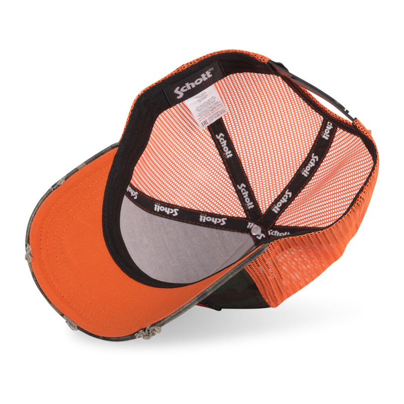 Casquette baseball avec filet avec badge camouflage Schott Army