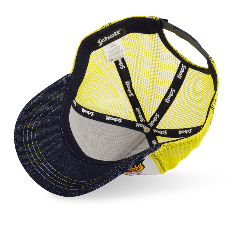 Casquette trucker avec filet en twill et denim Schott Patches