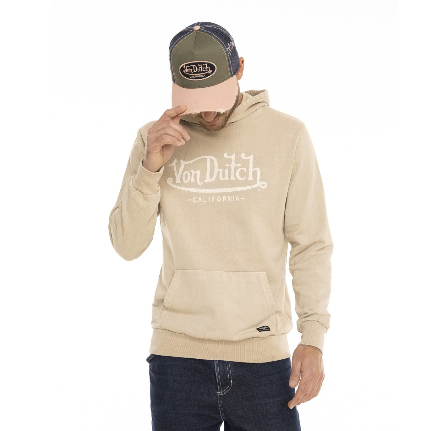 Sweat à capuche Beige YOUTH | Homme - Vondutch | Von Dutch