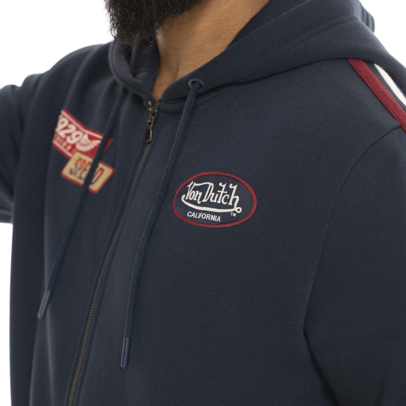 Sweat zippé à capuche homme avec patchs Chad