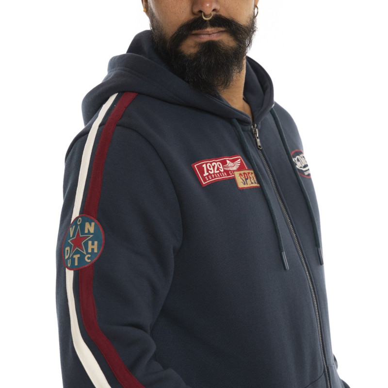 Sweat zippé à capuche homme avec patchs Chad
