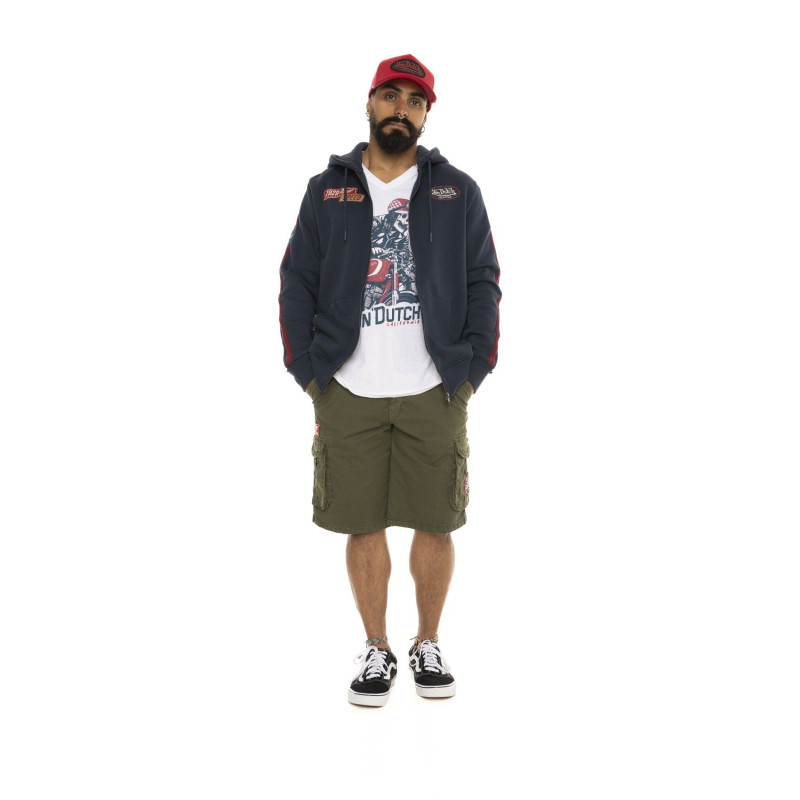 Sweat zippé à capuche homme avec patchs Chad