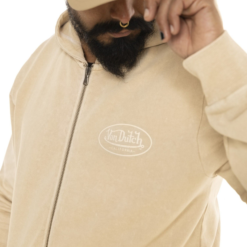 Sweat à capuche Zippé Beige CRUZ | Homme - Vondutch | Von Dutch
