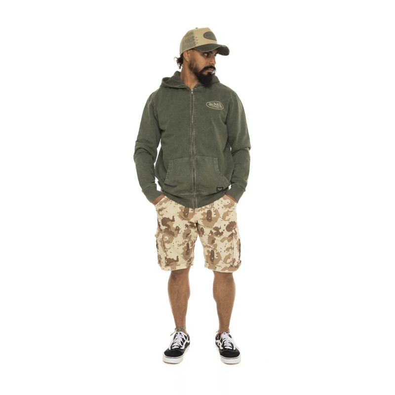 Sweat à capuche Zippé Kaki CRUZ | Homme - Vondutch | Von Dutch