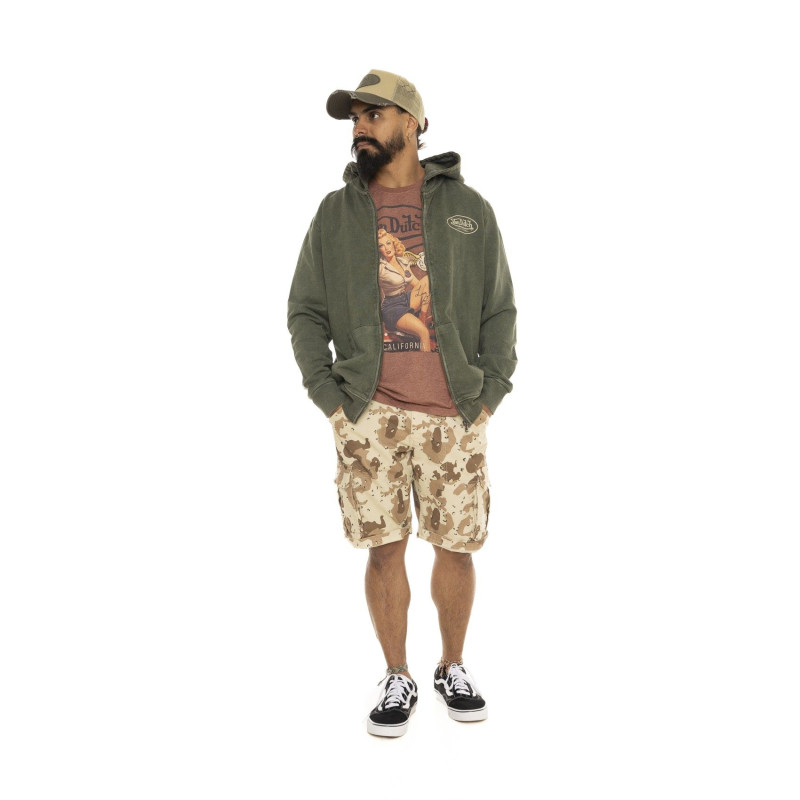 Sweat à capuche Zippé Kaki CRUZ | Homme - Vondutch | Von Dutch