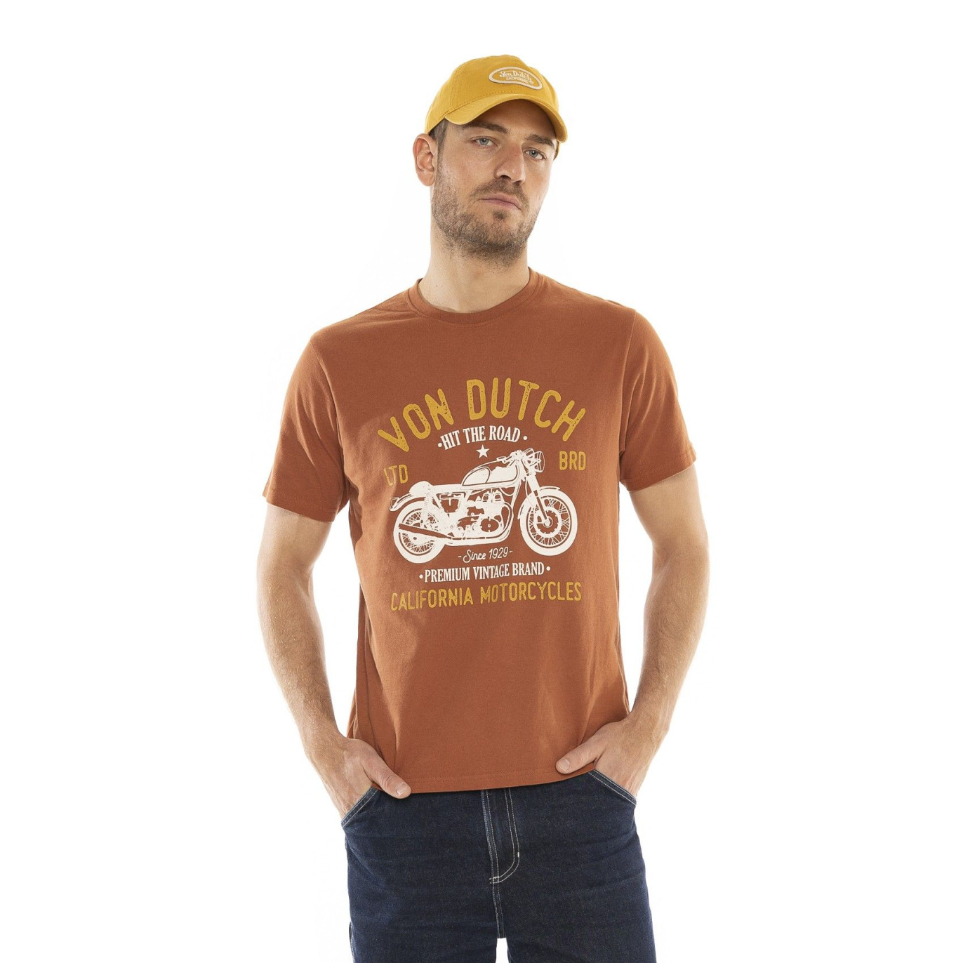 Tee Shirt Marron coupe Slim Col rond HIT | Homme - Vondutch | Von Dutch
