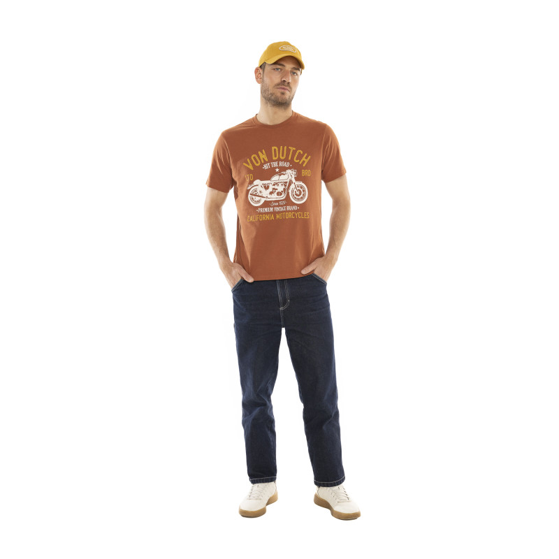 Tee Shirt Marron coupe Slim Col rond HIT | Homme - Vondutch | Von Dutch