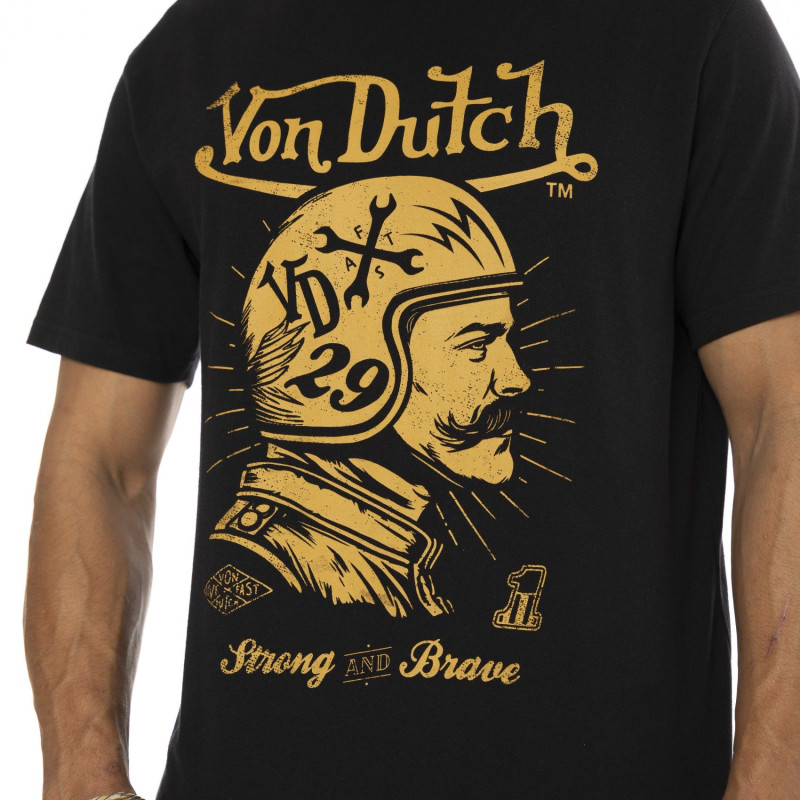 Tee Shirt Noir coupe Regular Col rond MUSTACHE | Homme - Vondutch | Von Dutch
