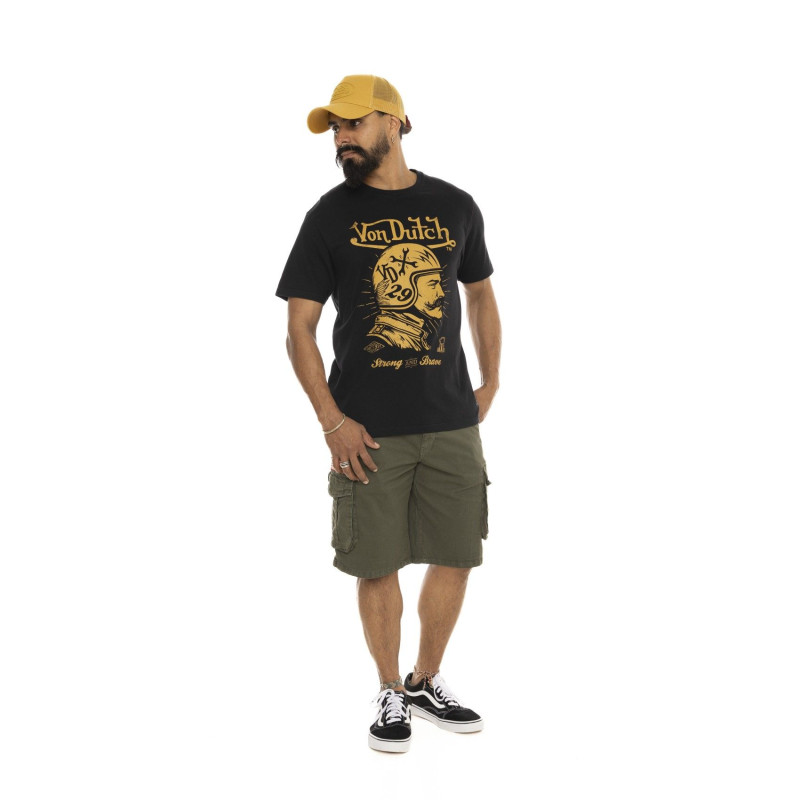 Tee Shirt Noir coupe Regular Col rond MUSTACHE | Homme - Vondutch | Von Dutch