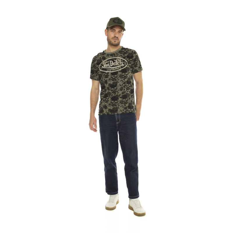 Tee Shirt Kaki coupe Regular Col rond All Over BRAD | Homme - Vondutch | Von Dutch