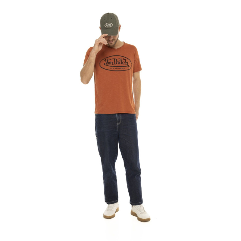 Tee Shirt Orange Brique coupe Regular Col V RON | Homme - Vondutch | Von Dutch