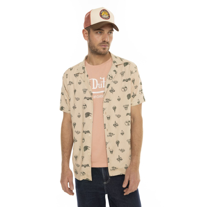 Chemise Viscose coupe Regular Manches courtes Beige ISO | Homme - Vondutch | Von Dutch