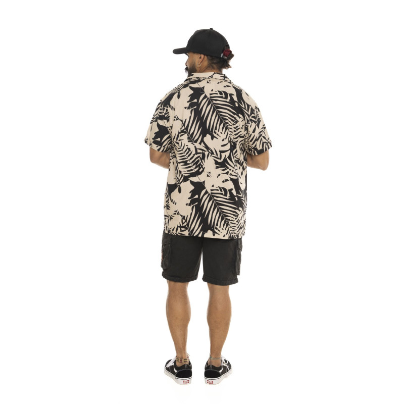 Chemise homme manches courtes en viscose imprimée Palm