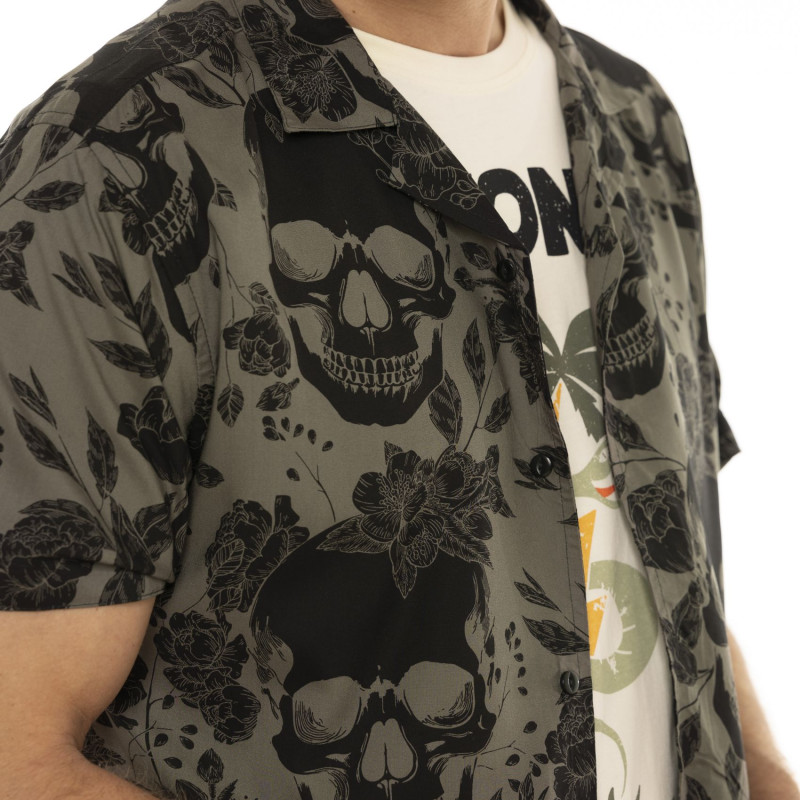 Chemise Viscose coupe Regular Manches courtes Kaki SKULLY | Homme - Vondutch