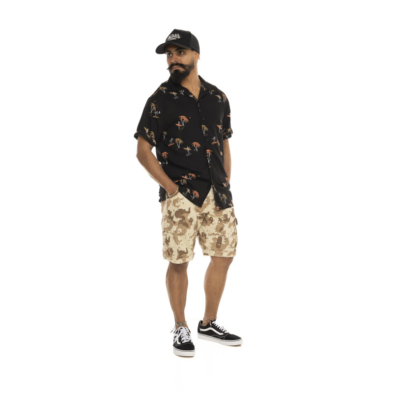 Chemise Viscose coupe Regular Manches courtes Noire WAVES | Homme - Vondutch | Von Dutch