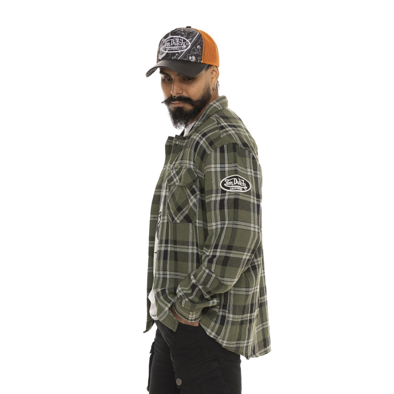 Chemise en Coton à carreaux coupe Regular Manches longues Kaki MARVIN | Homme - Vondutch | Von Dutch