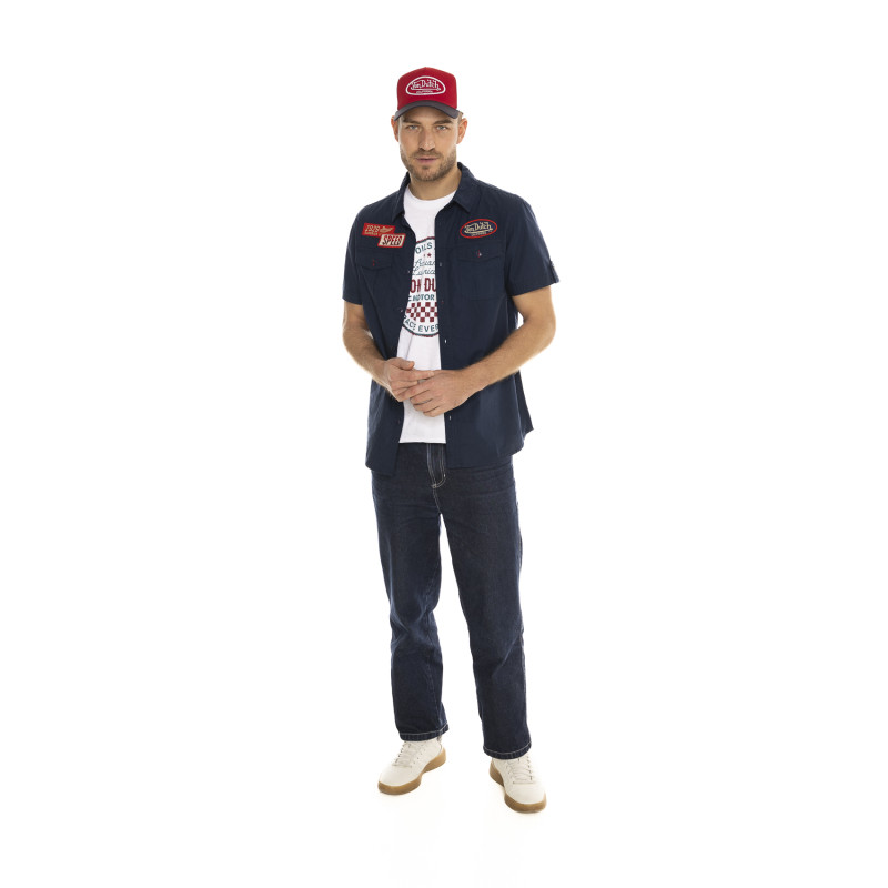 Chemise en Coton coupe Regular Manches courtes Bleue KEITH | Homme - Vondutch | Von Dutch