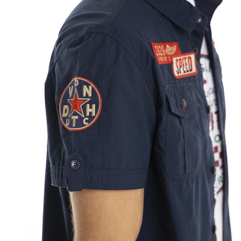 Chemise en Coton coupe Regular Manches courtes Bleue KEITH | Homme - Vondutch | Von Dutch