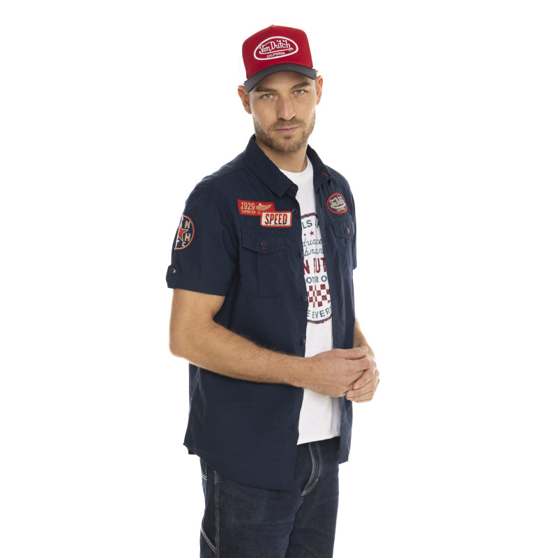 Chemise en Coton coupe Regular Manches courtes Bleue KEITH | Homme - Vondutch | Von Dutch
