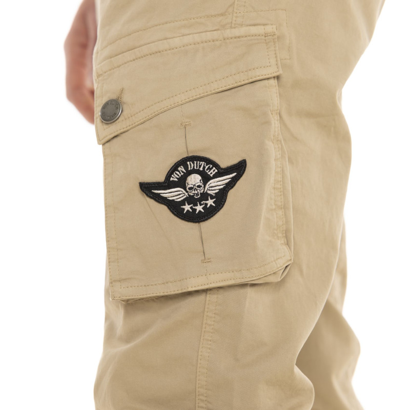 Pantalon Cargo en Coton coupe Droit Beige BATTLE | Homme - Vondutch | Von Dutch