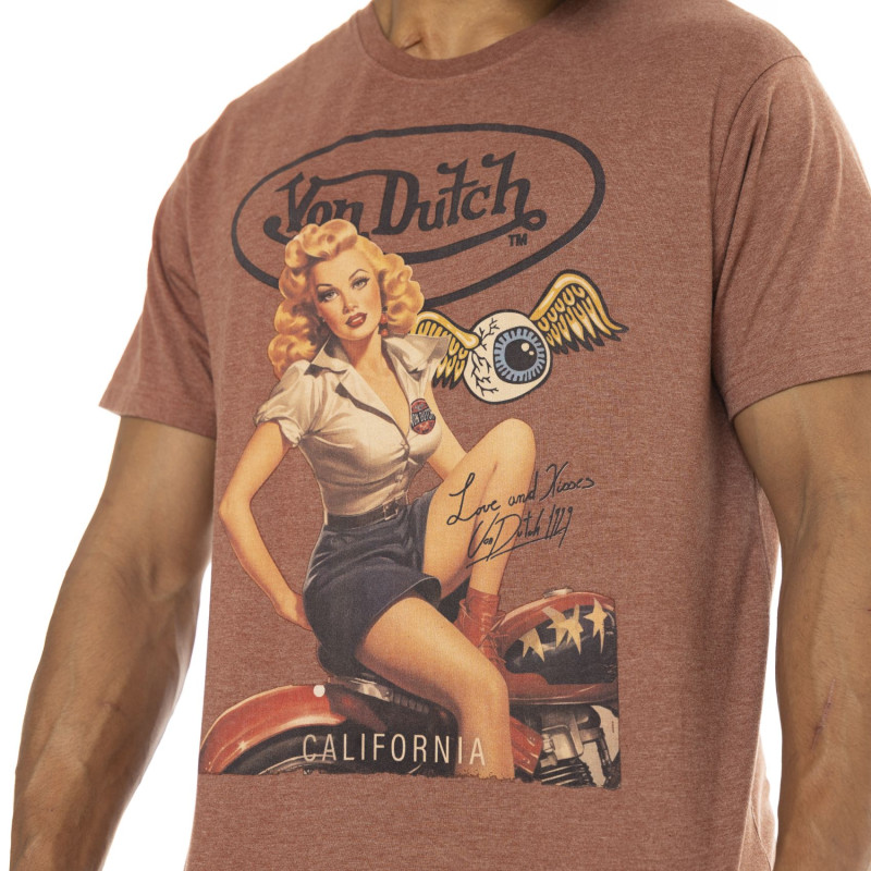 Tee Shirt Marron coupe regular Col rond PINUP | Homme - Vondutch | Von Dutch