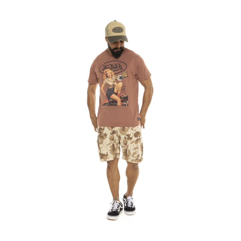 Tee Shirt Marron coupe regular Col rond PINUP | Homme - Vondutch | Von Dutch