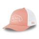 Casquette Vondutch Rose Poudré Filet Trucker Blanc Strapback / Boucle LOF | Von Dutch