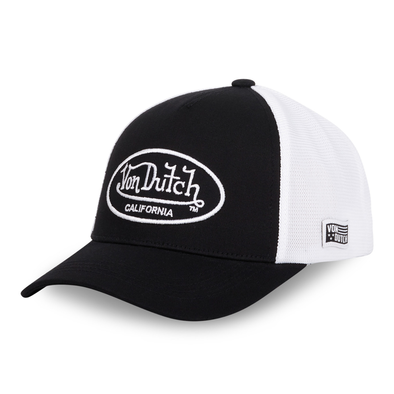 Casquette Vondutch Noire Filet Trucker Blanc Strapback / Boucle LOF | Von Dutch