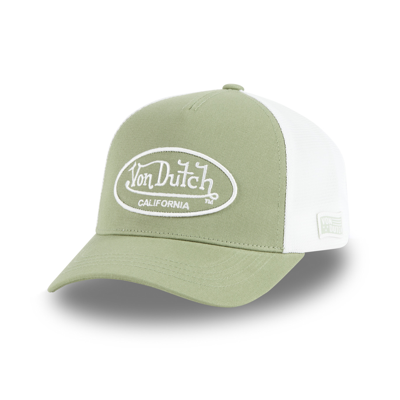Casquette Vondutch Kaki Clair Filet Trucker Blanc Strapback / Boucle LOF | Von Dutch
