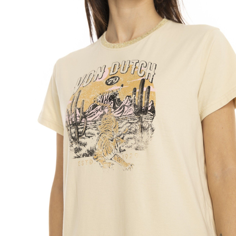 Robe t-shirt à manches courtes à col lurex femme Foil Arizona