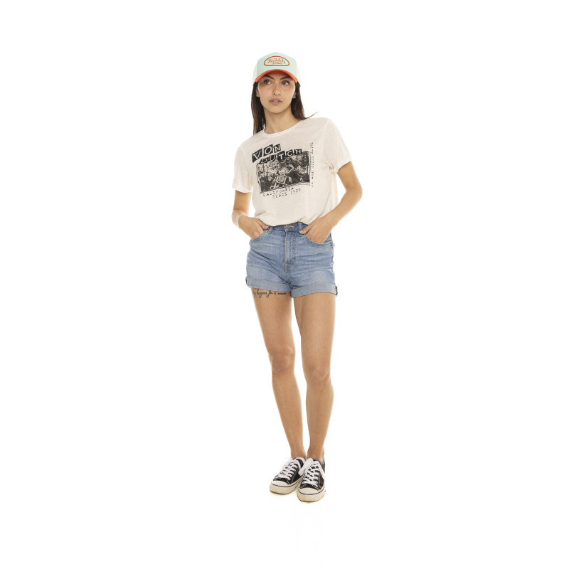 T-shirt pailleté col rond manches courtes femme Photo Journal