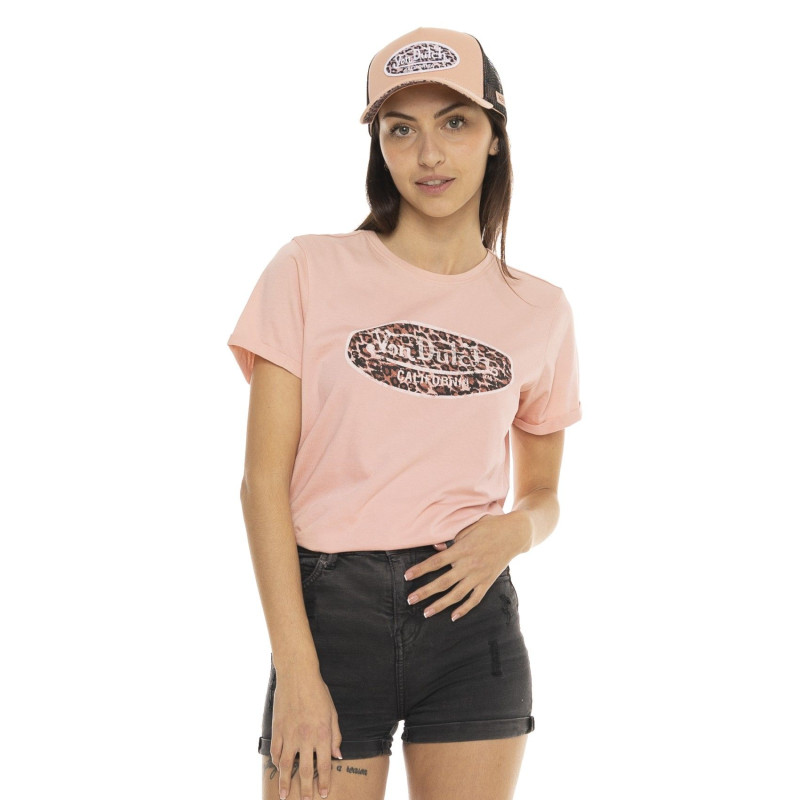 T-shirt à col rond manches courtes femme Logo Leopard