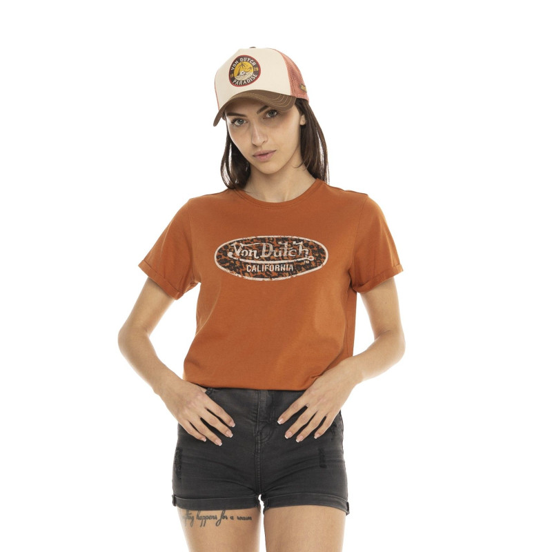 Tee Shirt Marron coupe Regular Col rond LÉOPARD | Femme - Vondutch | Von Dutch