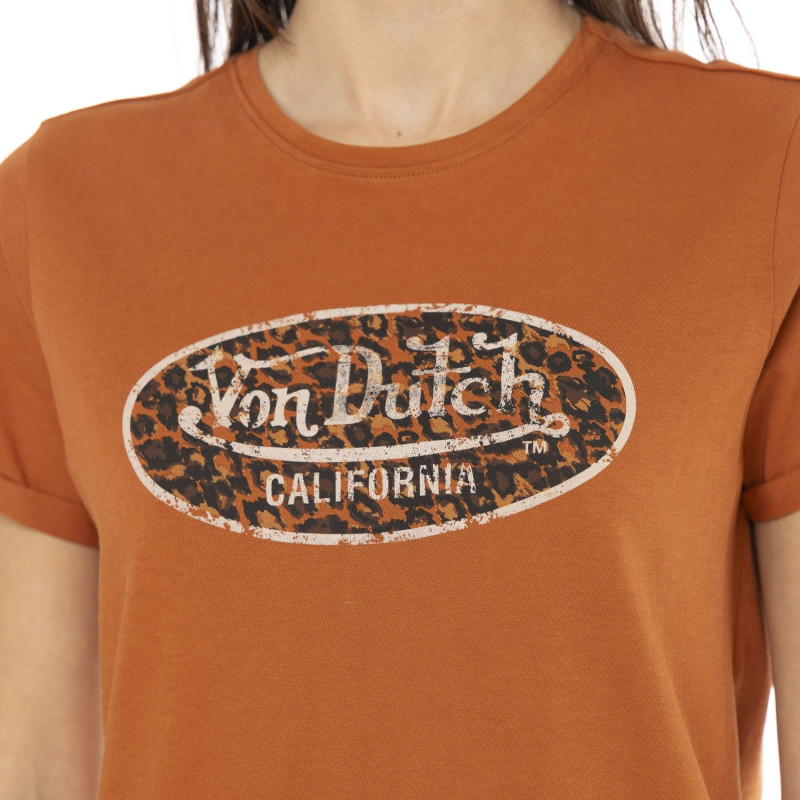 Tee Shirt Marron coupe Regular Col rond LÉOPARD | Femme - Vondutch