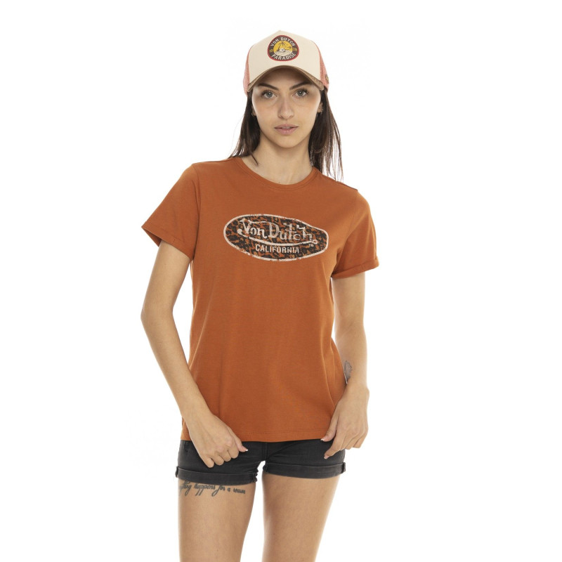 T-shirt à col rond manches courtes femme Logo Leopard