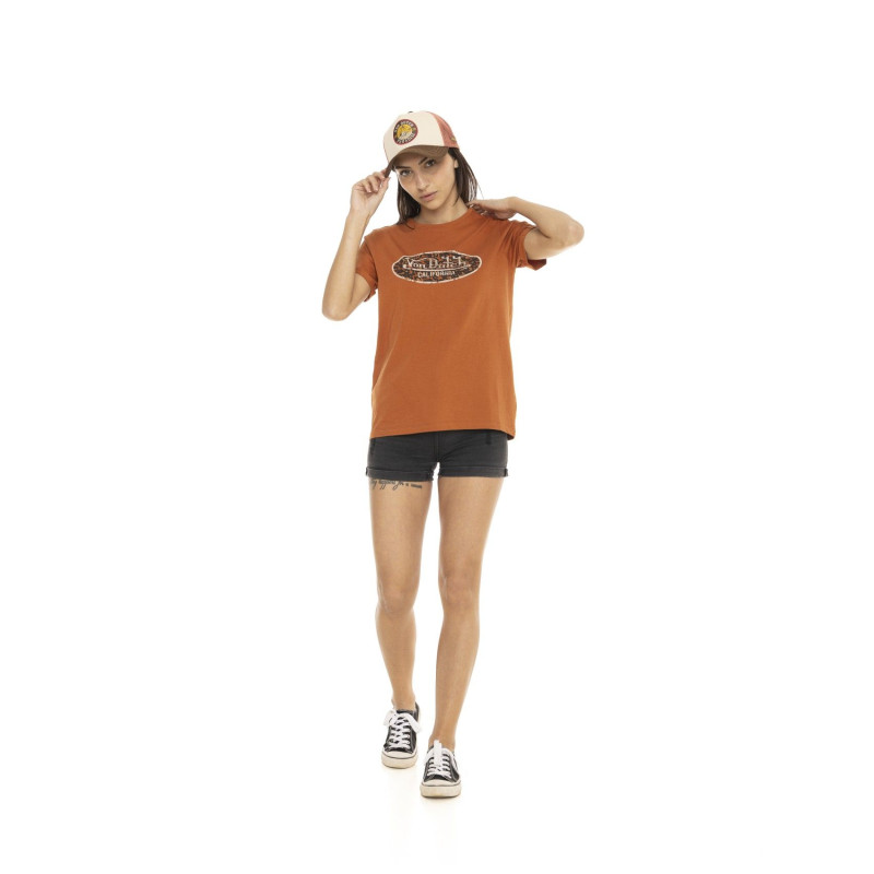 T-shirt à col rond manches courtes femme Logo Leopard